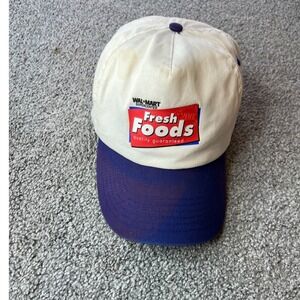 Vintage walmart Hat Cap Snap Back Mens fresh foods Trucker 90s‎ retro casual